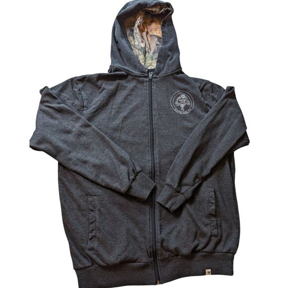 Mossy Oak Hoodie Men Large Camo Zip Outdoor Pullover Jacket Hiking Sweatshirt - Picture 1 of 16